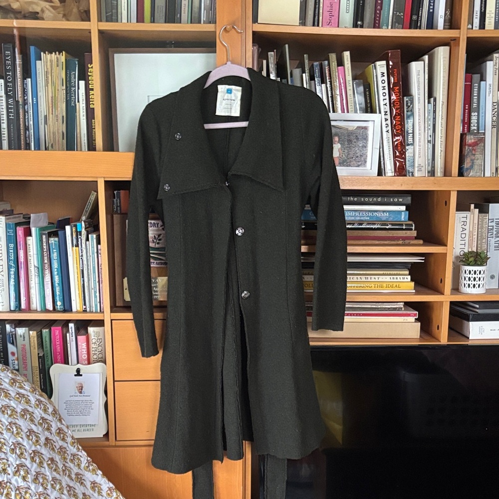 Vintage Anthropologie Dark Green Button-Up Long Coat